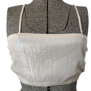 ZARA Sequin Knit Crop Cami Champagne Beige Size M